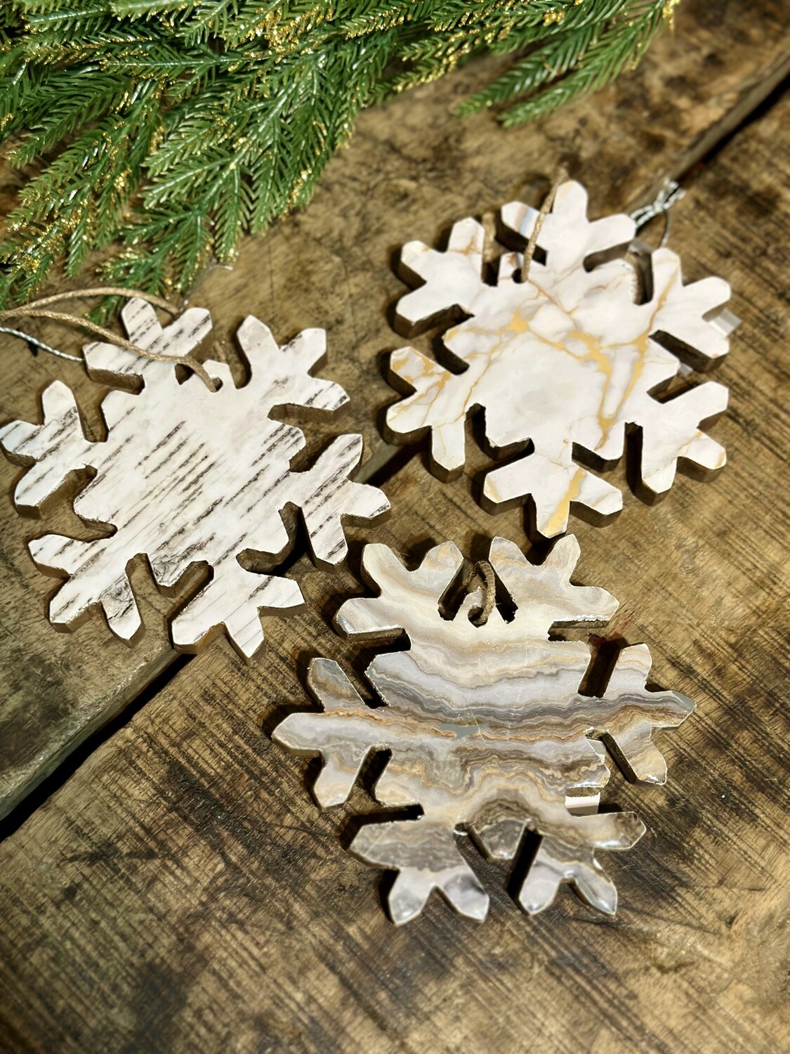 Marble Snowflake Ornaments
