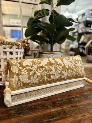 Embroidered Leaf Long Pillow