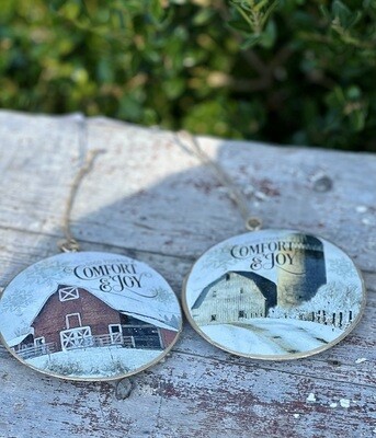 Barn Disk Ornament