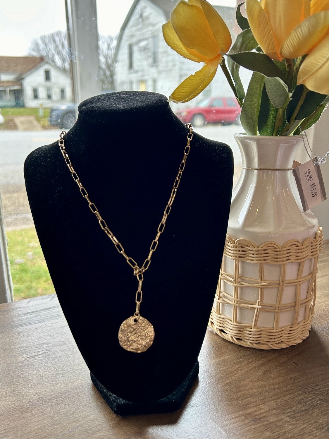 Y Necklace with Coin Pendant