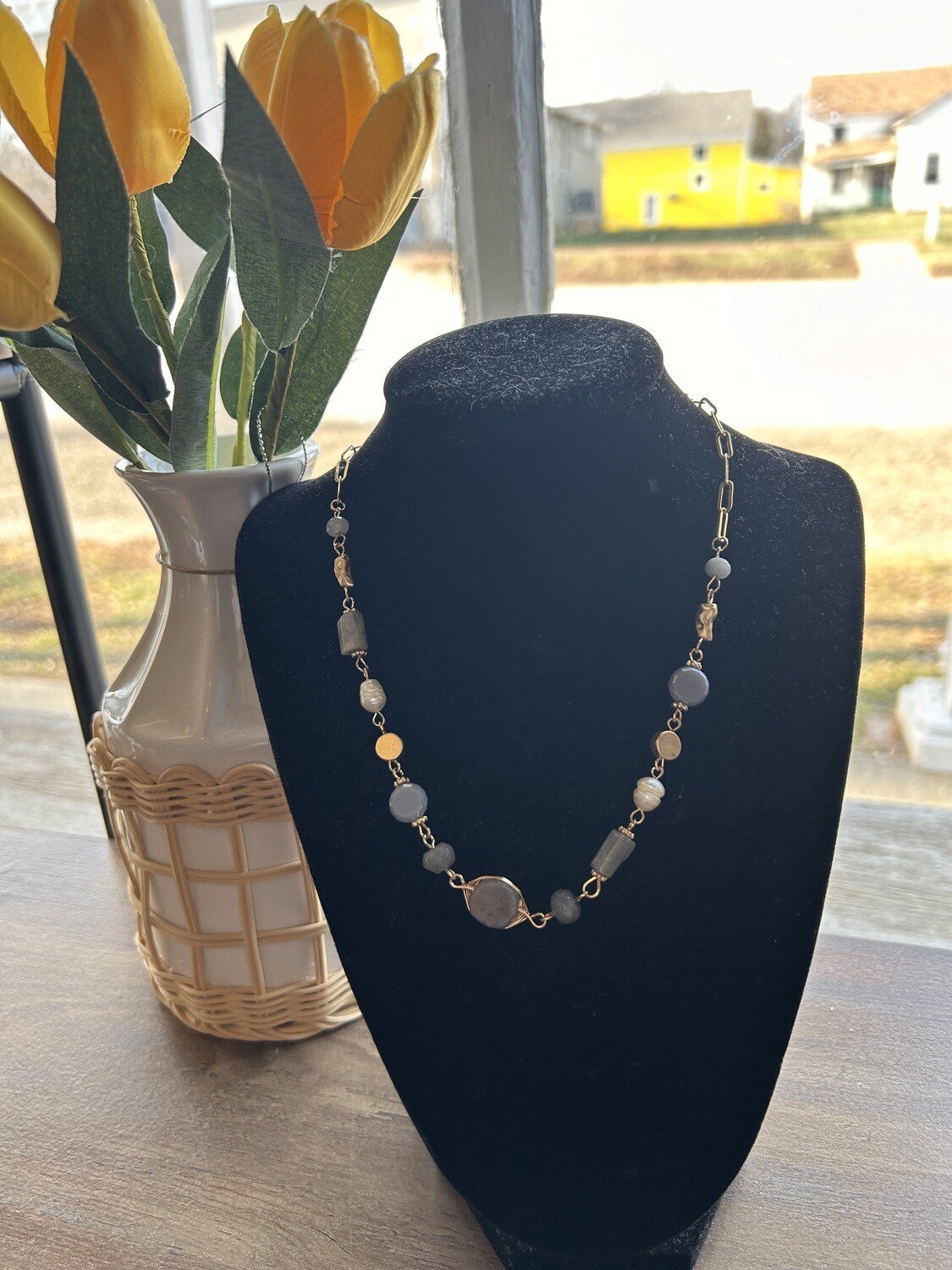 Grey Stone Necklace