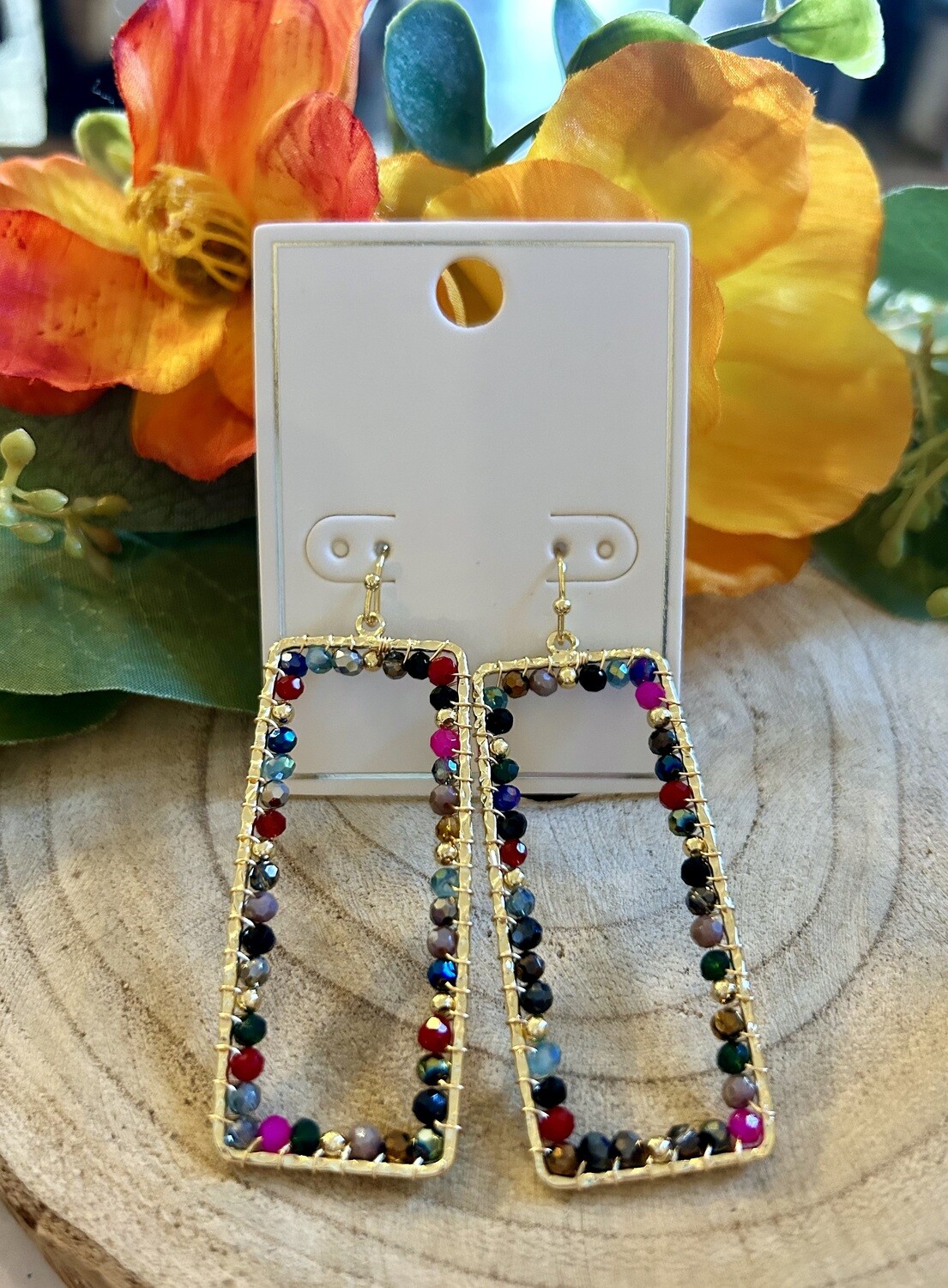 Multi Colored Rectangle Earrings