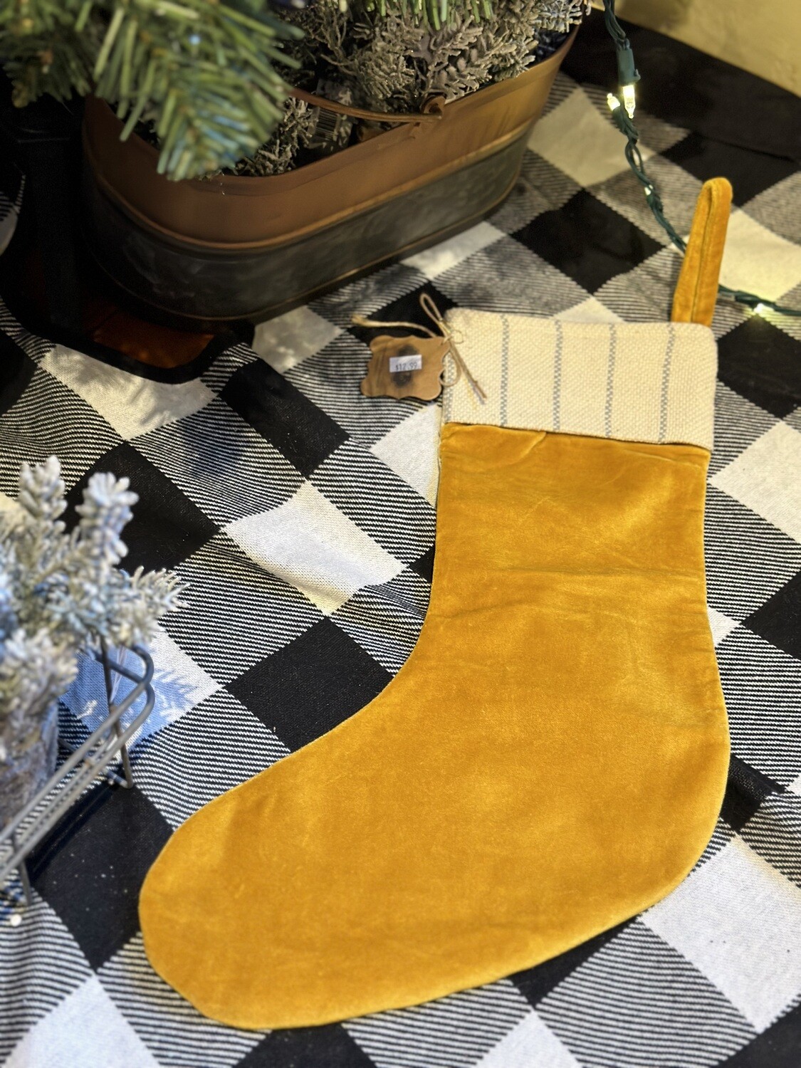 Mustard Velvet Stocking