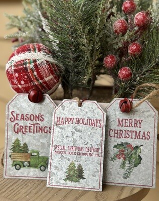 Red Bell Metal Tag Ornament 