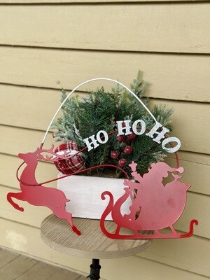 Painted Santa with Reindeer Wall Decor