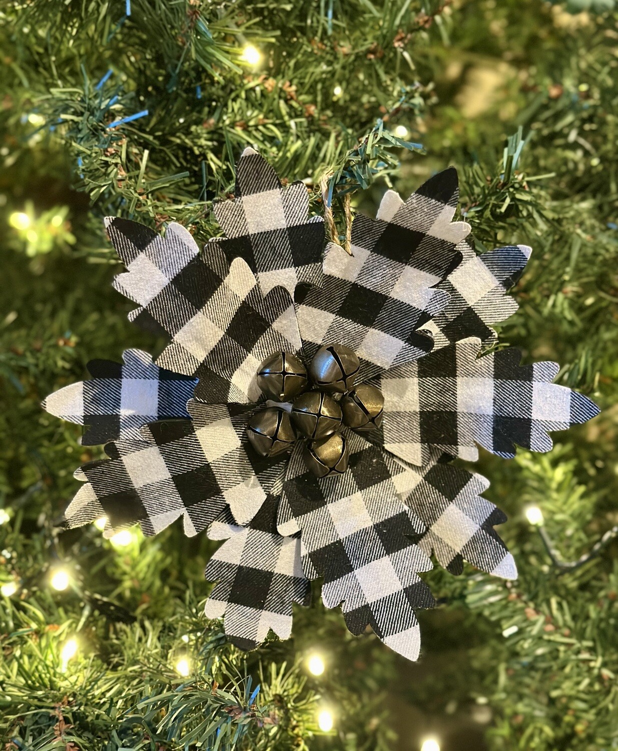 Black & White Plaid Snowflake Ornament