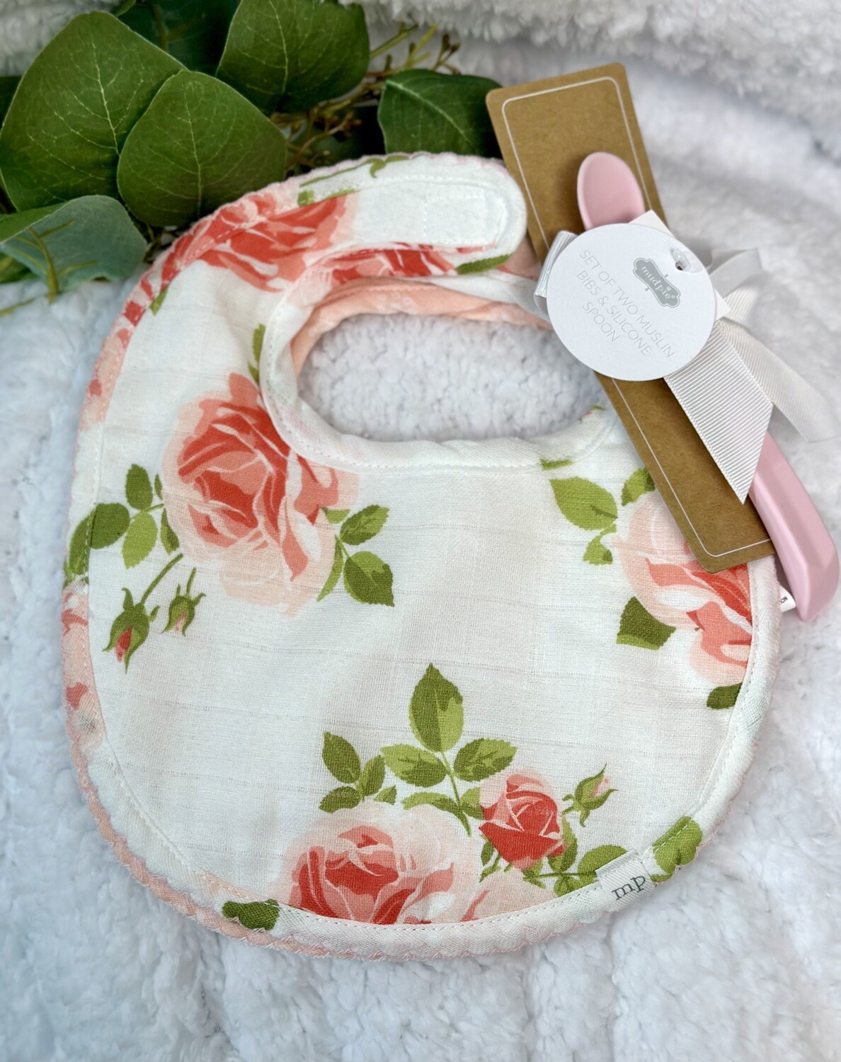 Rose Bib and Spoon Set