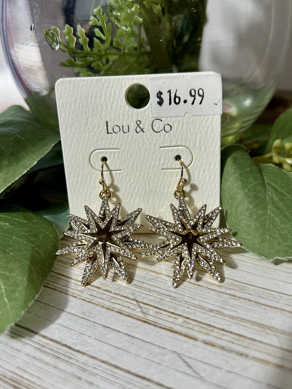 Large CZ Star Dangle Earrings