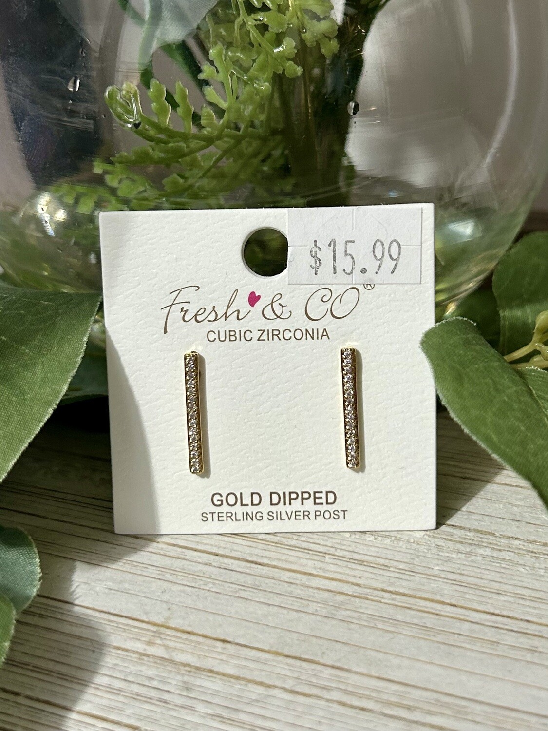 CZ Short Bar Earrings