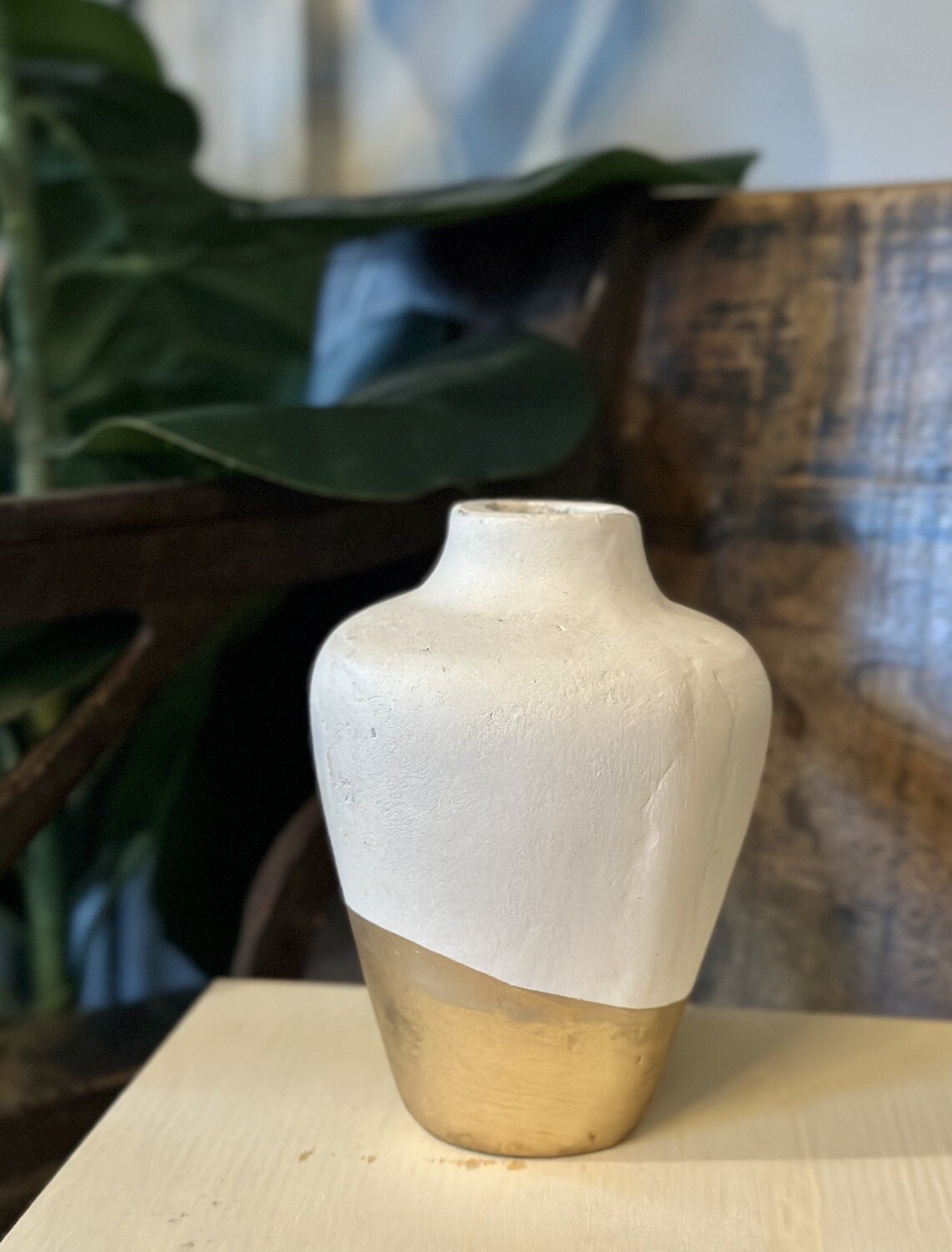 Medium Paper Mache Gold Bud Vase
