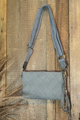 Grey Quilt Bag With Straps