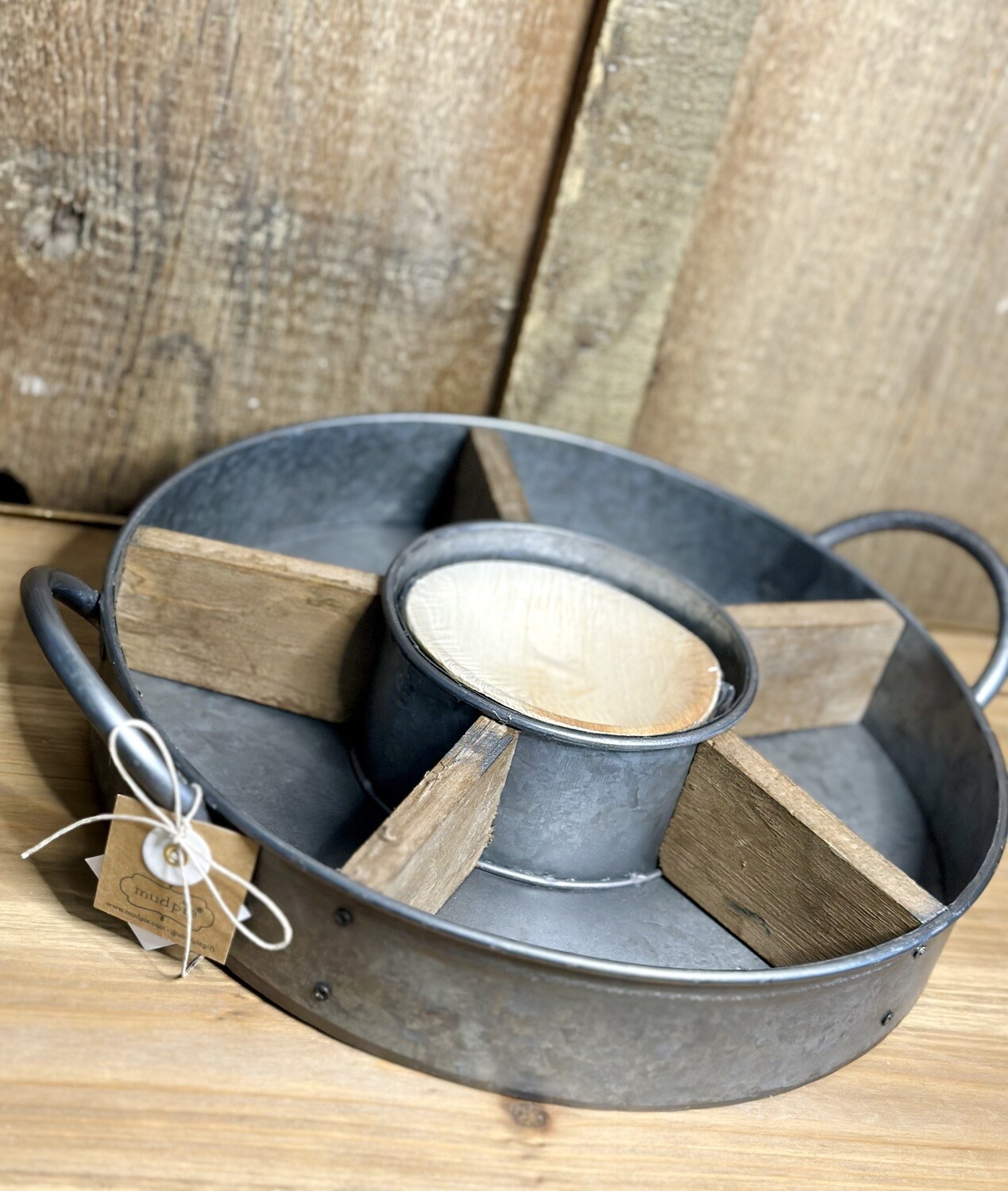 Tin Wood Serving Tray