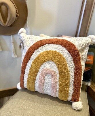 Tufted Rainbow Pom Pillow