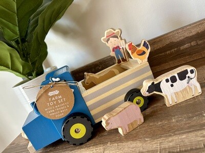 Wood Tractor Set