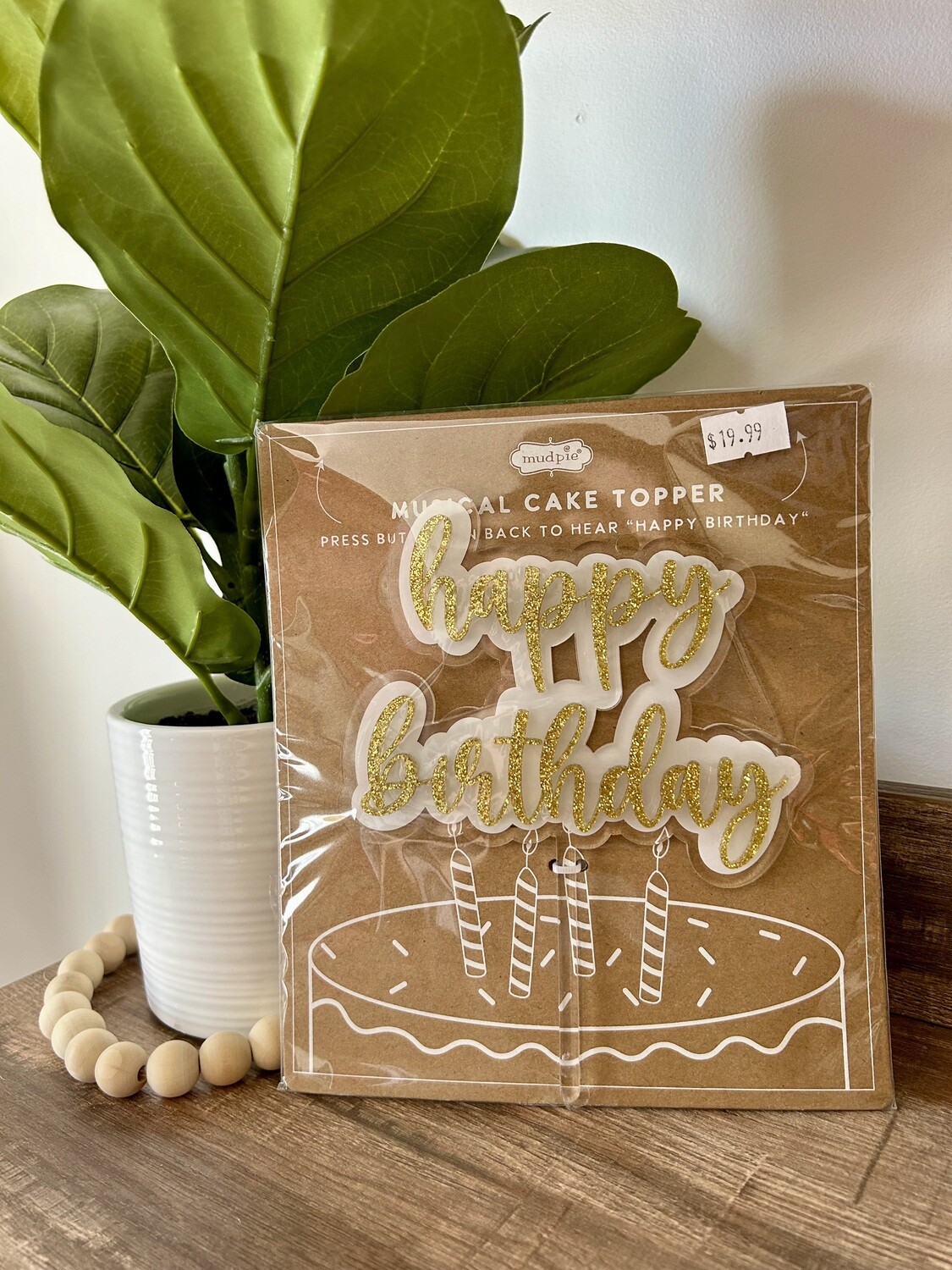Gold Musical Cake Topper 