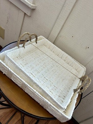 White Nested Woven Trays