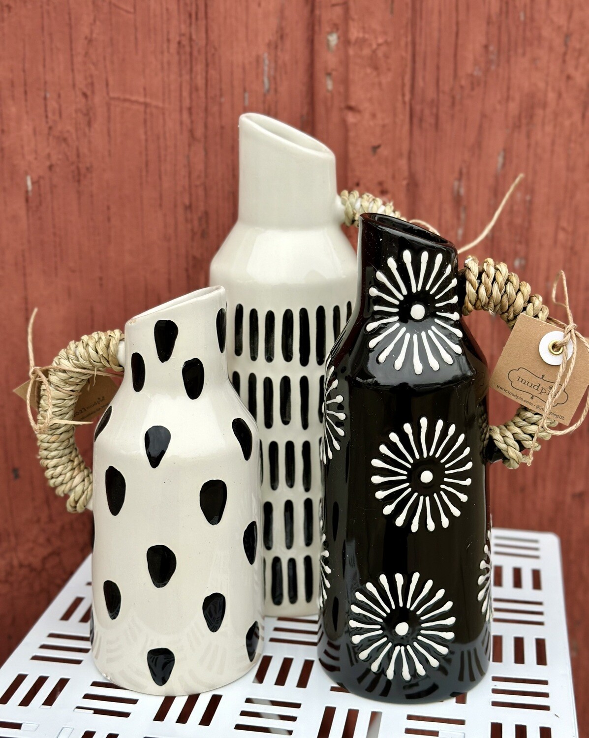 Black Pattern Bud Vase