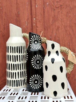 Black Pattern Bud Vase