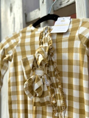 Mustard Gingham Sleeper w/ Bow