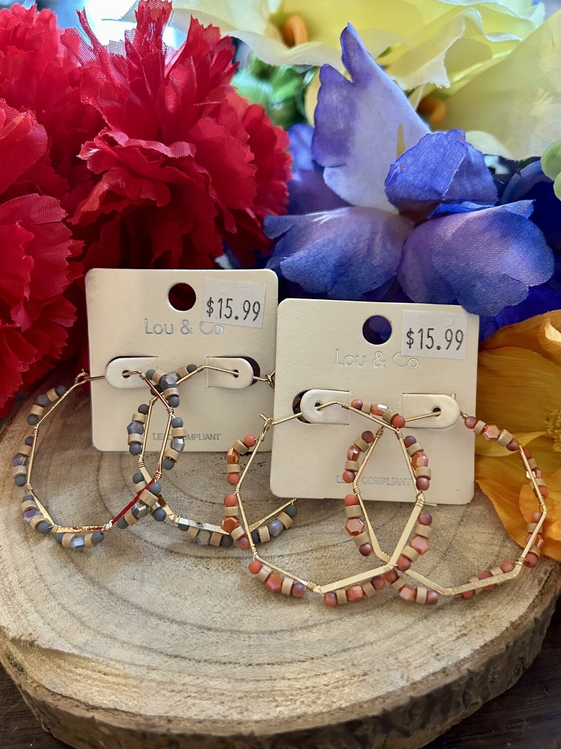 Wood/Seed Bead Earrings