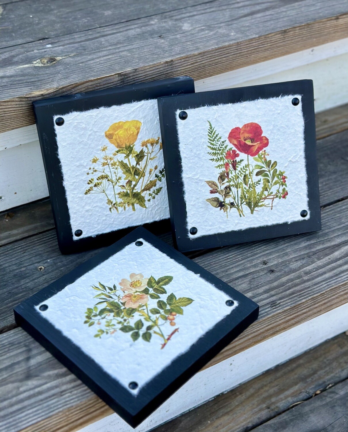 Flower on Printed Paper Wall Art