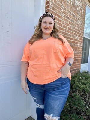 Neon Plus Oversized Front Pocket Raw Edge Tee