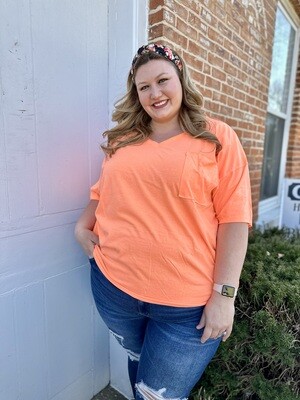 Neon Plus Oversized Front Pocket Raw Edge Tee