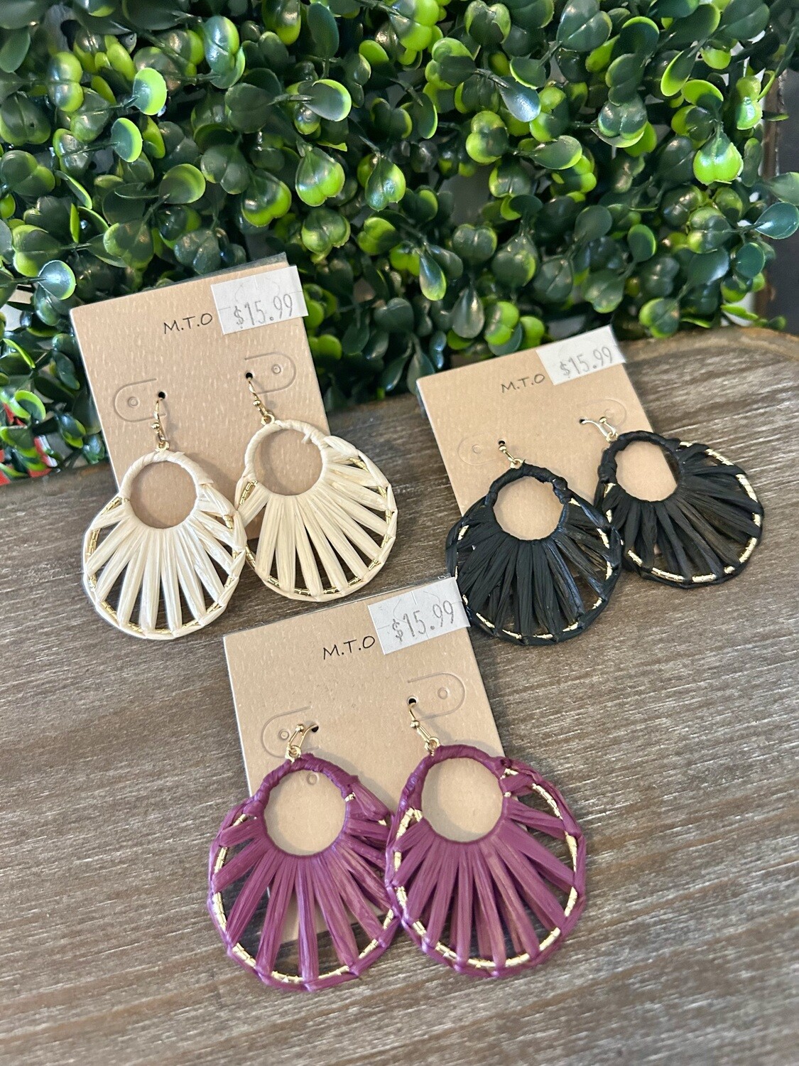 Raffia-Wrapped Earrings