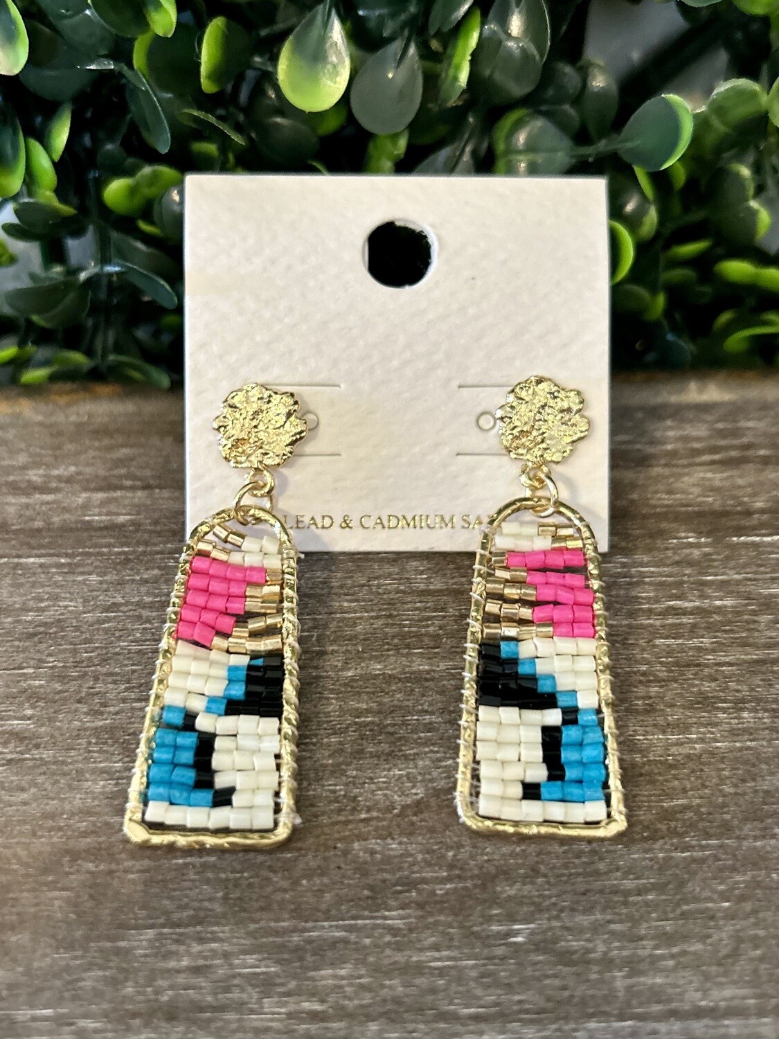 Multi Color Beaded Dangle Earrings