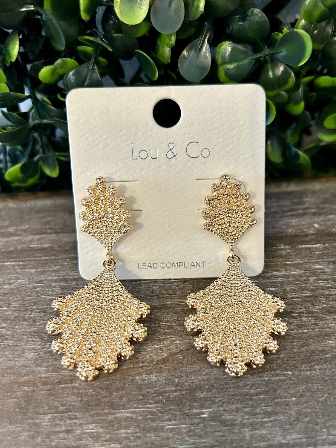 Gold Leafy Post Earrings