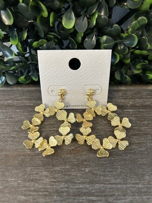 Gold Clover Hoops