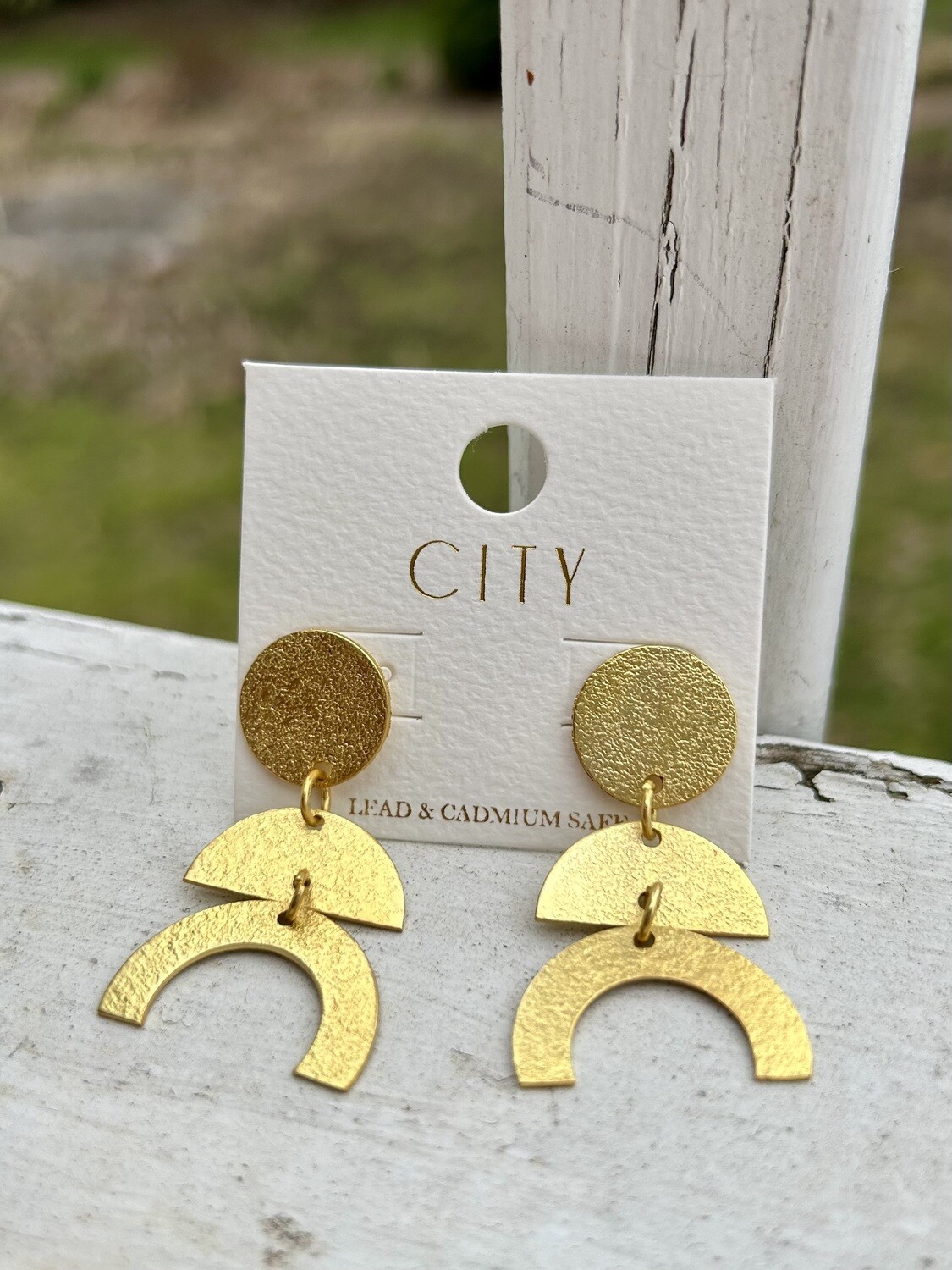 Brass Gold Dangle Earrings