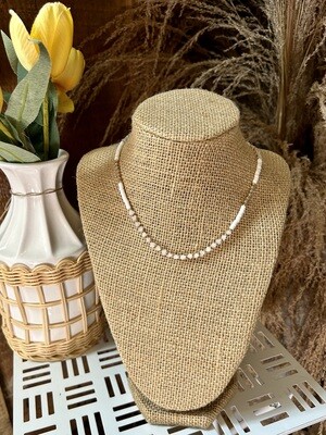 White and Grey Beaded Necklace