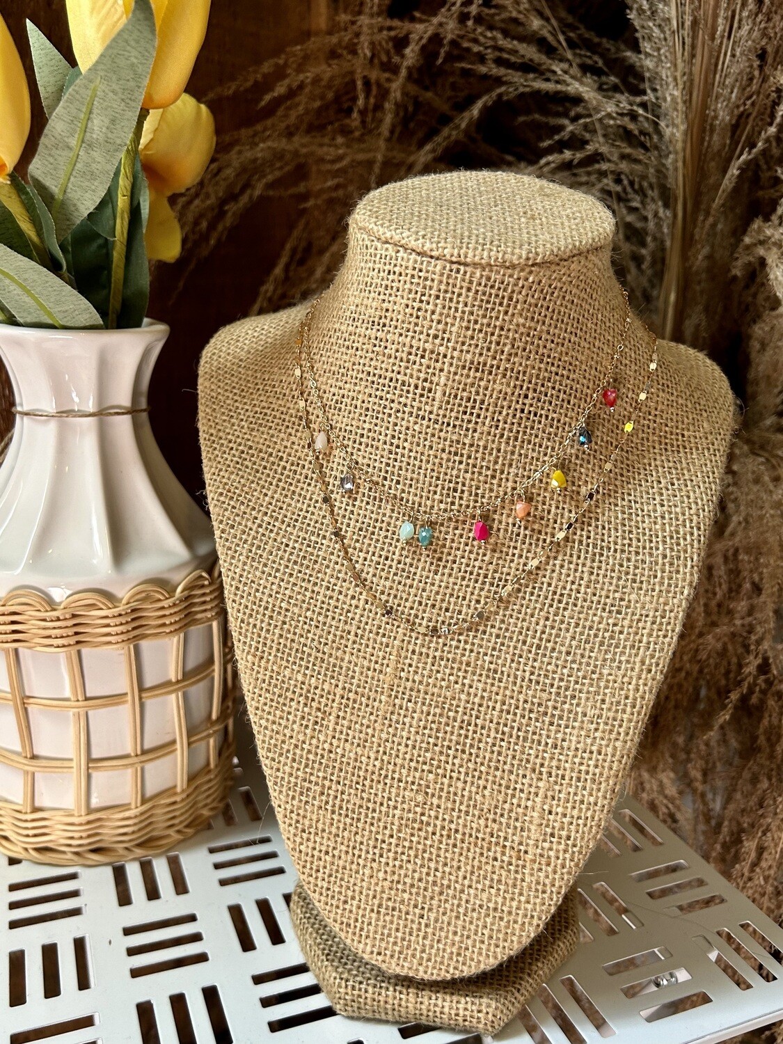 Multi Colored Glass Beaded Necklace