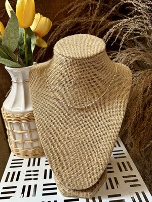 Chain and White Beaded Necklace