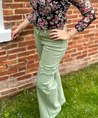 Olive High Rise Cargo Pants