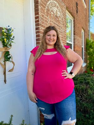 Plus Cut Out Bell Sleeve Top