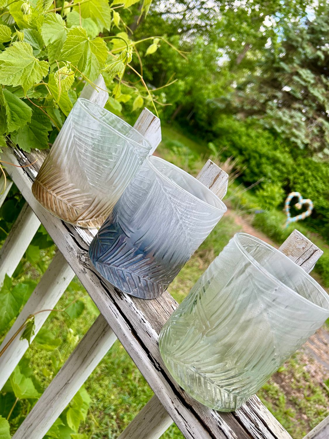 Glass Leaf Printed Vase
