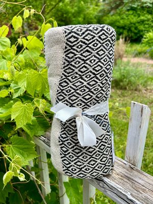 Woven Cream Dotted Throw Blanket