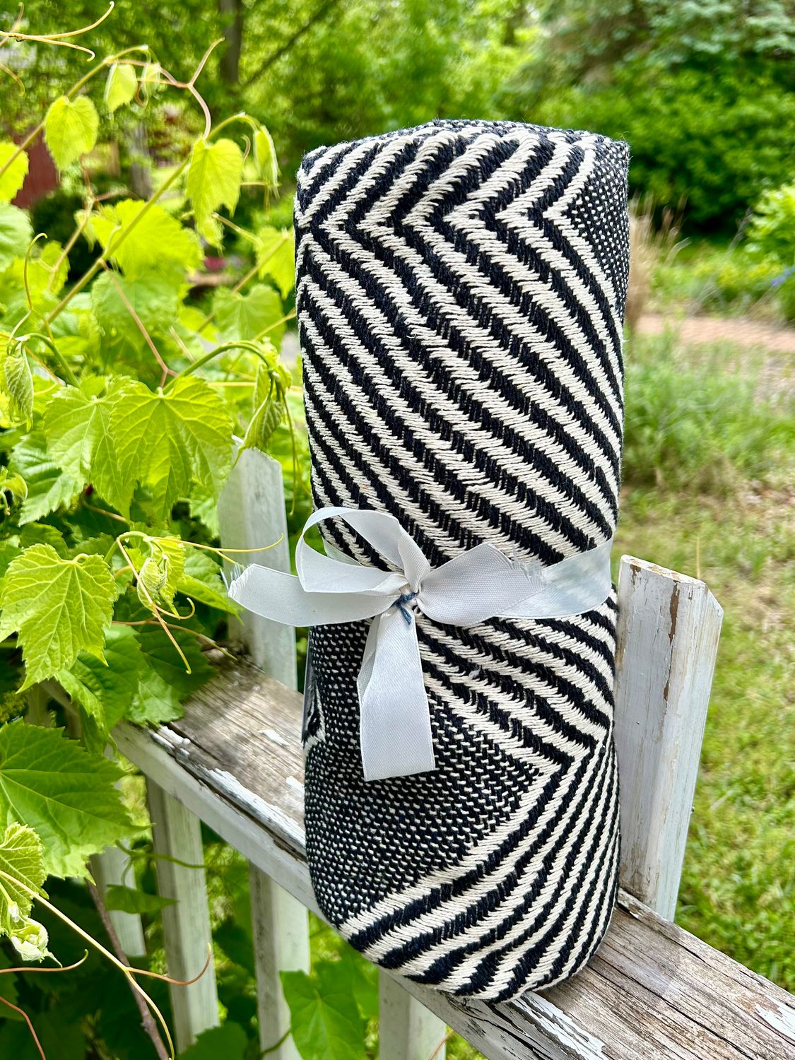 Woven Black Dotted Throw Blanket