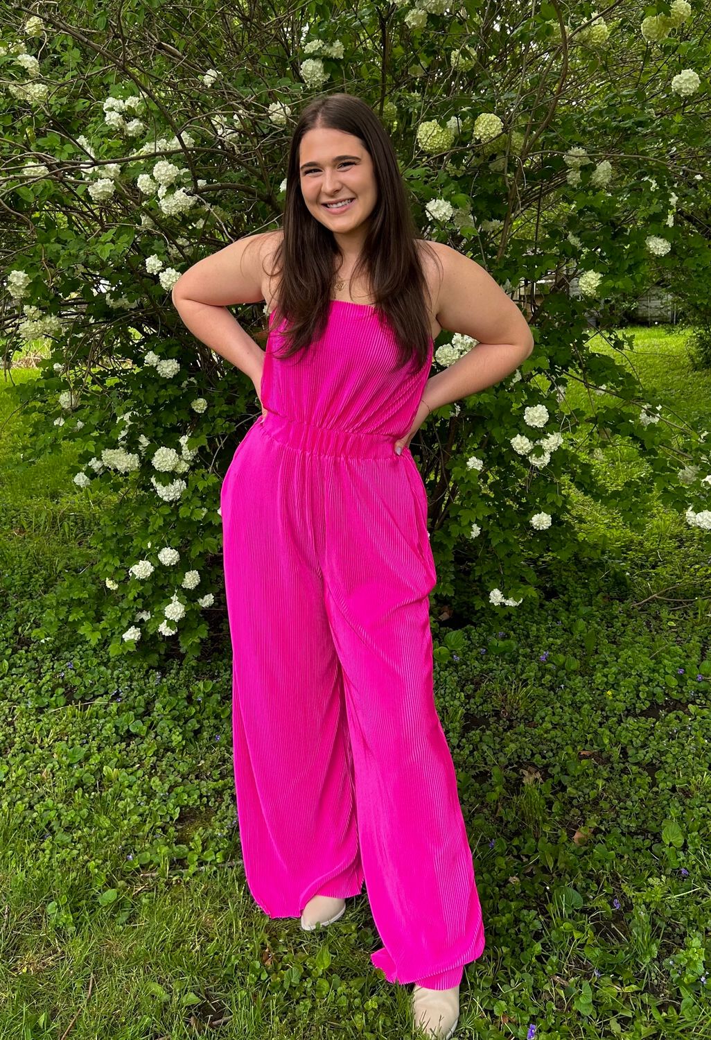 Fuchsia Strapless Jumpsuit