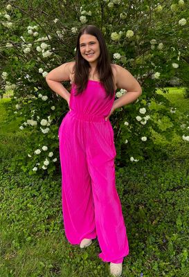 Fuchsia Strapless Jumpsuit