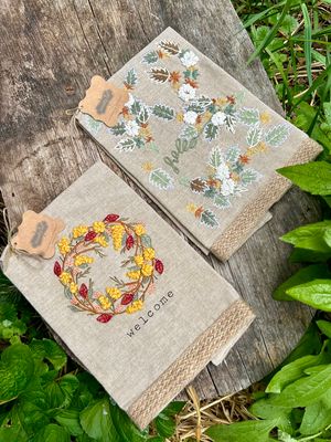 Leaf Embroidered Towels