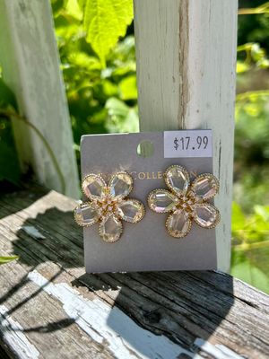 Clear Crystal Flower Earrings