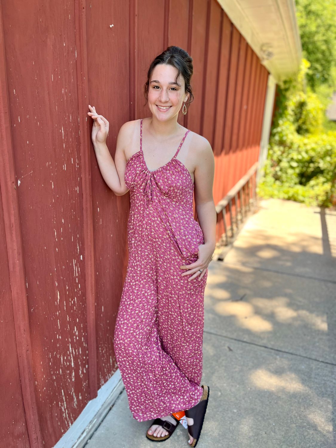 Floral Berry Colored Jumpsuit