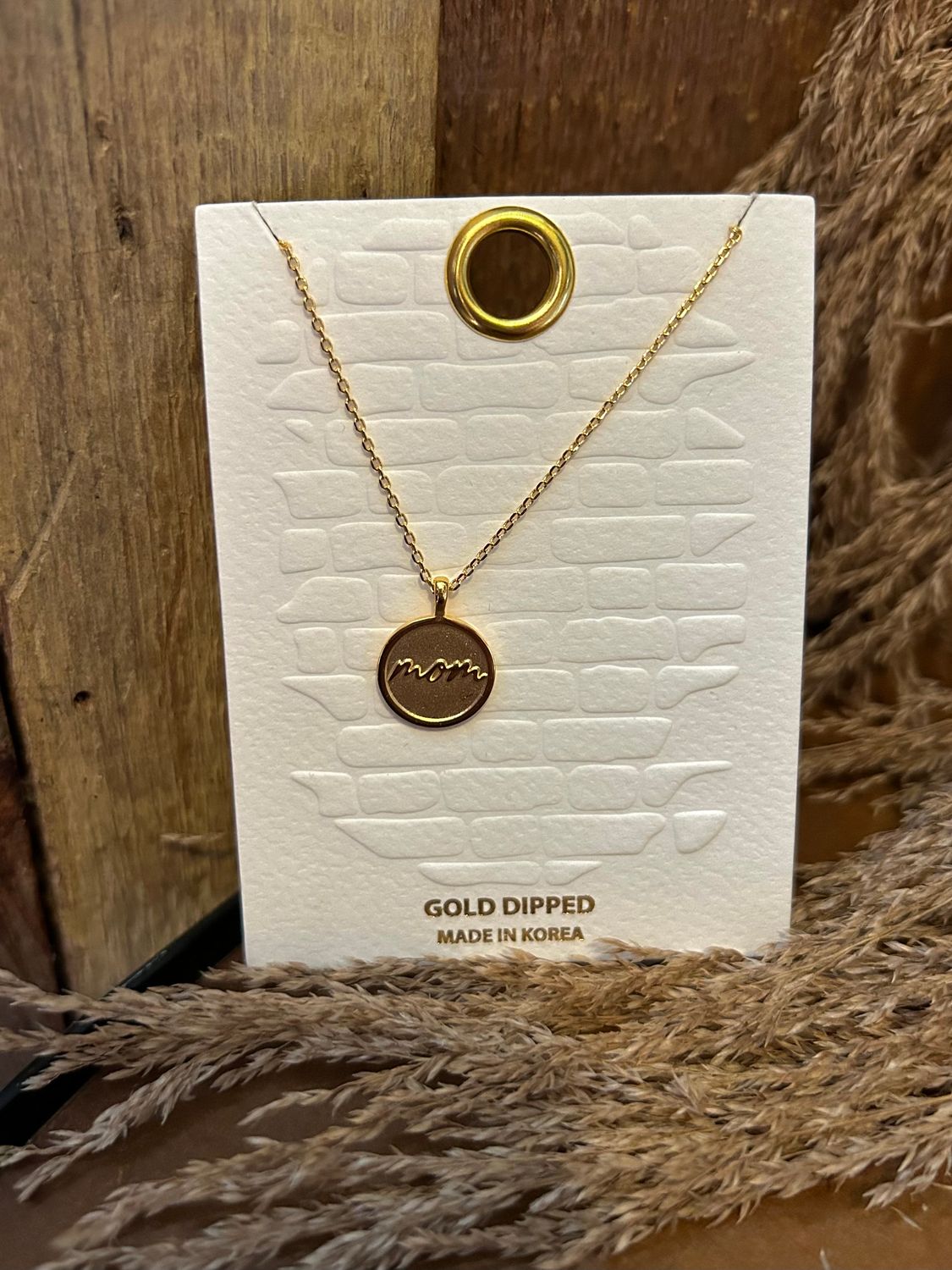 Gold-Dipped Mom Necklace 