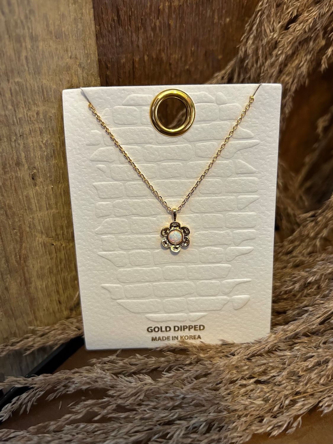 Gold-Dipped Pearl Flower Necklace 