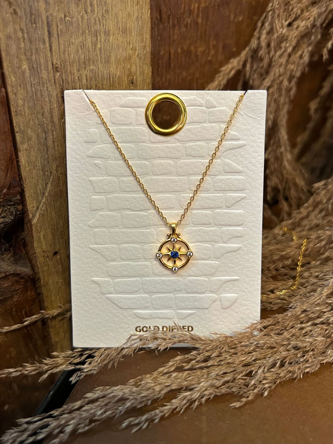 Gold-Dipped Blue Star Necklace 