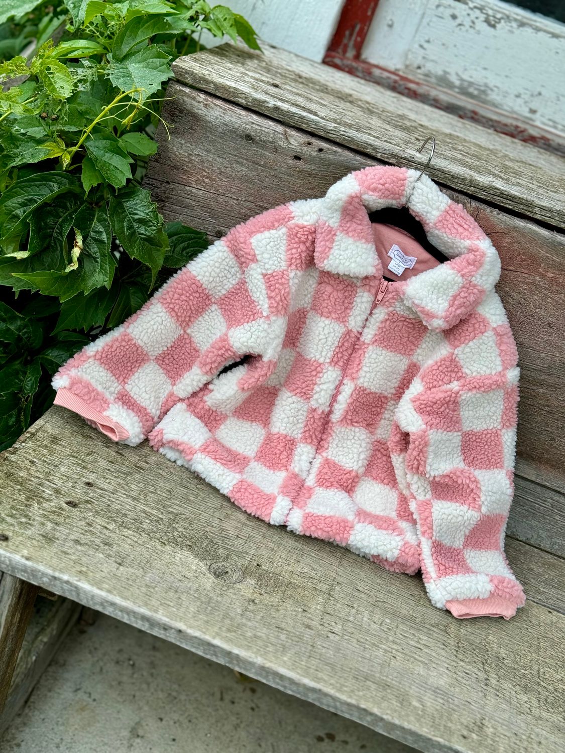 Pink Sherpa Checkered Jacket