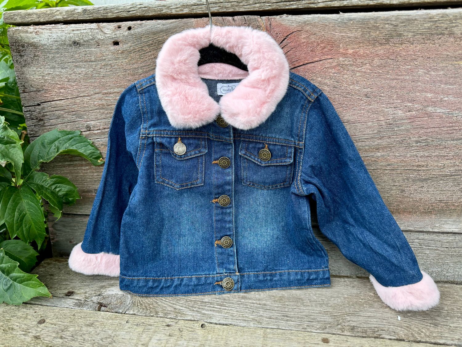 Pink Fur Trim Denim Jacket